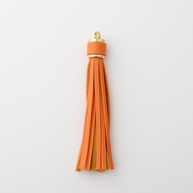 PU Leather Tassel Keychain with Gold Electroplated Hardware 8