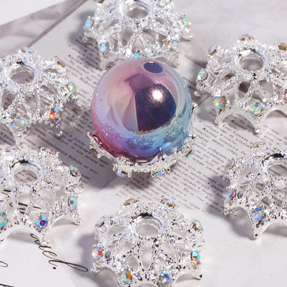 Alloy Rhinestone Bead Caps 17mm Inlaid Detailed 10pcs 6