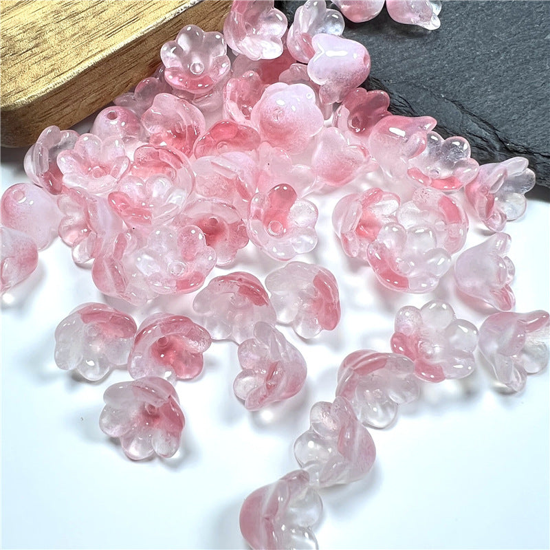 Czech Glass Beads Flower 12mm Iridescent Crystal Clear 50pcs 11