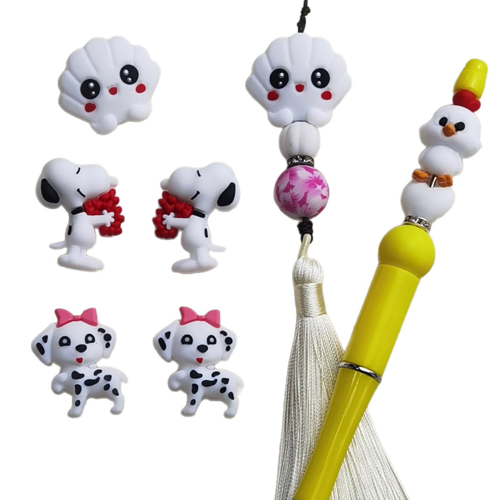 Silicone 3D Focal Beads Snoopy Shell Smiling Face Center 20Pcs 5