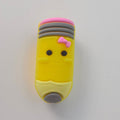 Silicone 3D Focal Beads Pencil Smiling Face With Pink Bow 20pcs 6