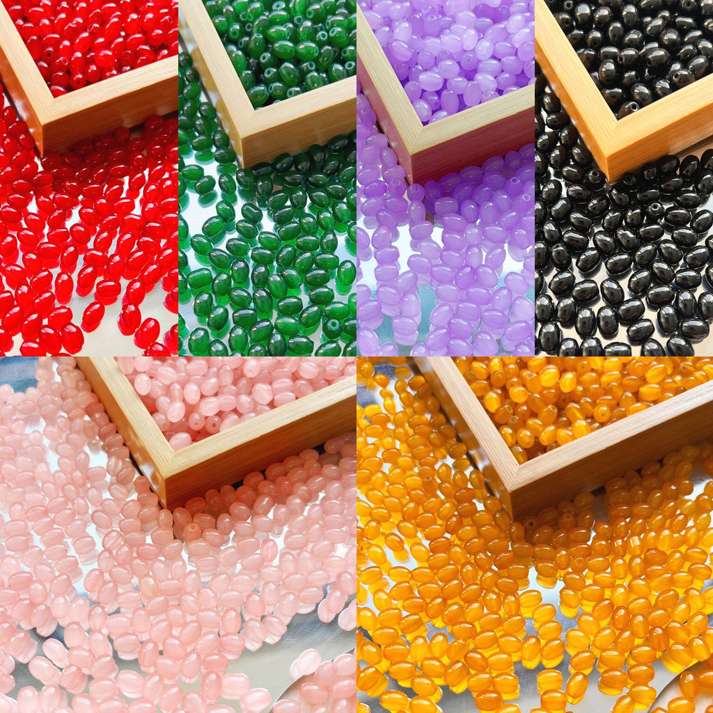 Pure Oval Glass Beads 6mm 8mm Transparent Colorful Mixed 50pcs 2
