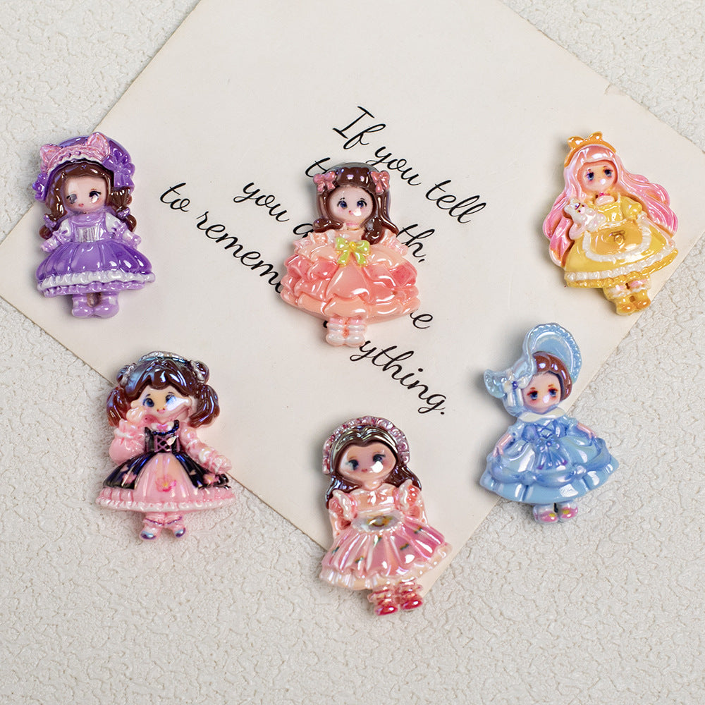 Plating Princess Lolita Series Resin Beads Glossy Pastel Colors 10pcs 12
