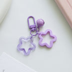 Acrylic Hollow Pentagram Star Keychain with Glossy Bell Charm 6