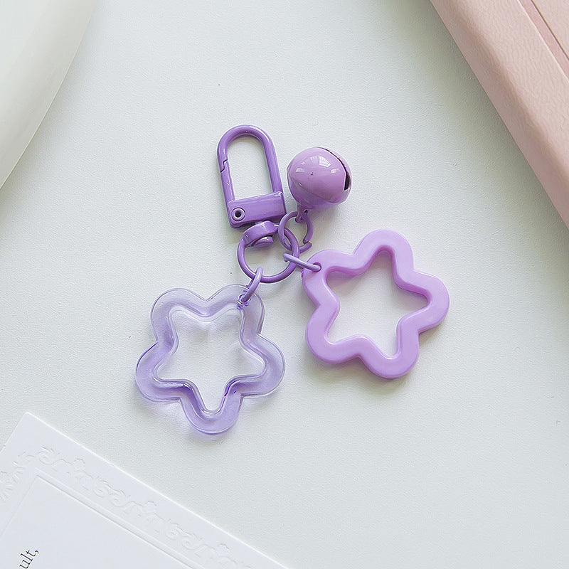 Acrylic Hollow Pentagram Star Keychain with Glossy Bell Charm 6