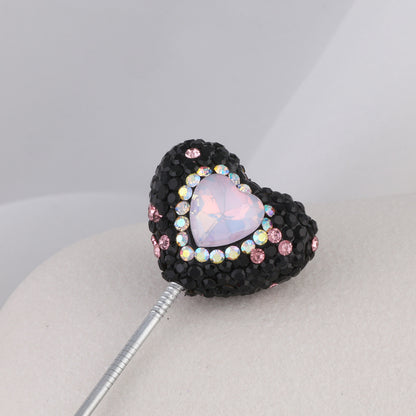 Rhinestone Heart Clay Beads 24mm Colorful Sparkling 6pcs 21