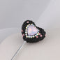 Rhinestone Heart Clay Beads 24mm Colorful Sparkling 6pcs 21
