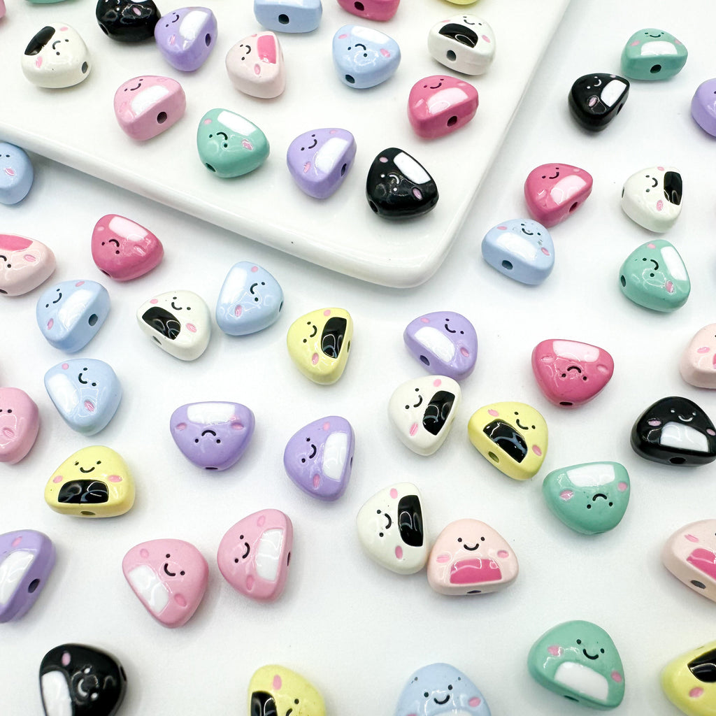 Japanese Rice Ball Metal Beads 8*10mm Enamel Painted Alloy 10pcs