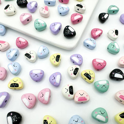 Japanese Rice Ball Metal Beads 8*10mm Enamel Painted Alloy 10pcs