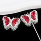Butterfly Rhinestone Beads 28mm Colorful Silver Alloy 10pcs 9