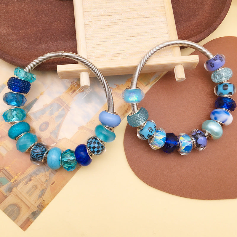 Blue Tone Resin Spacer Beads Mixed Shapes Multicolor 40pcs 4