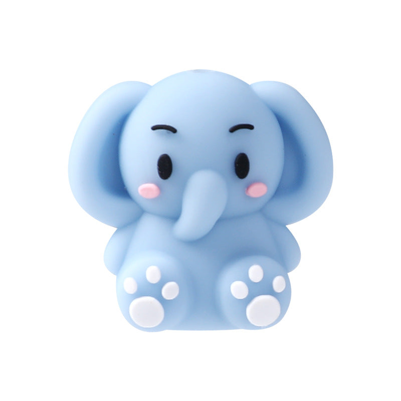 Silicone 3D Focal Beads Elephant Rounded Ears and Tail 2