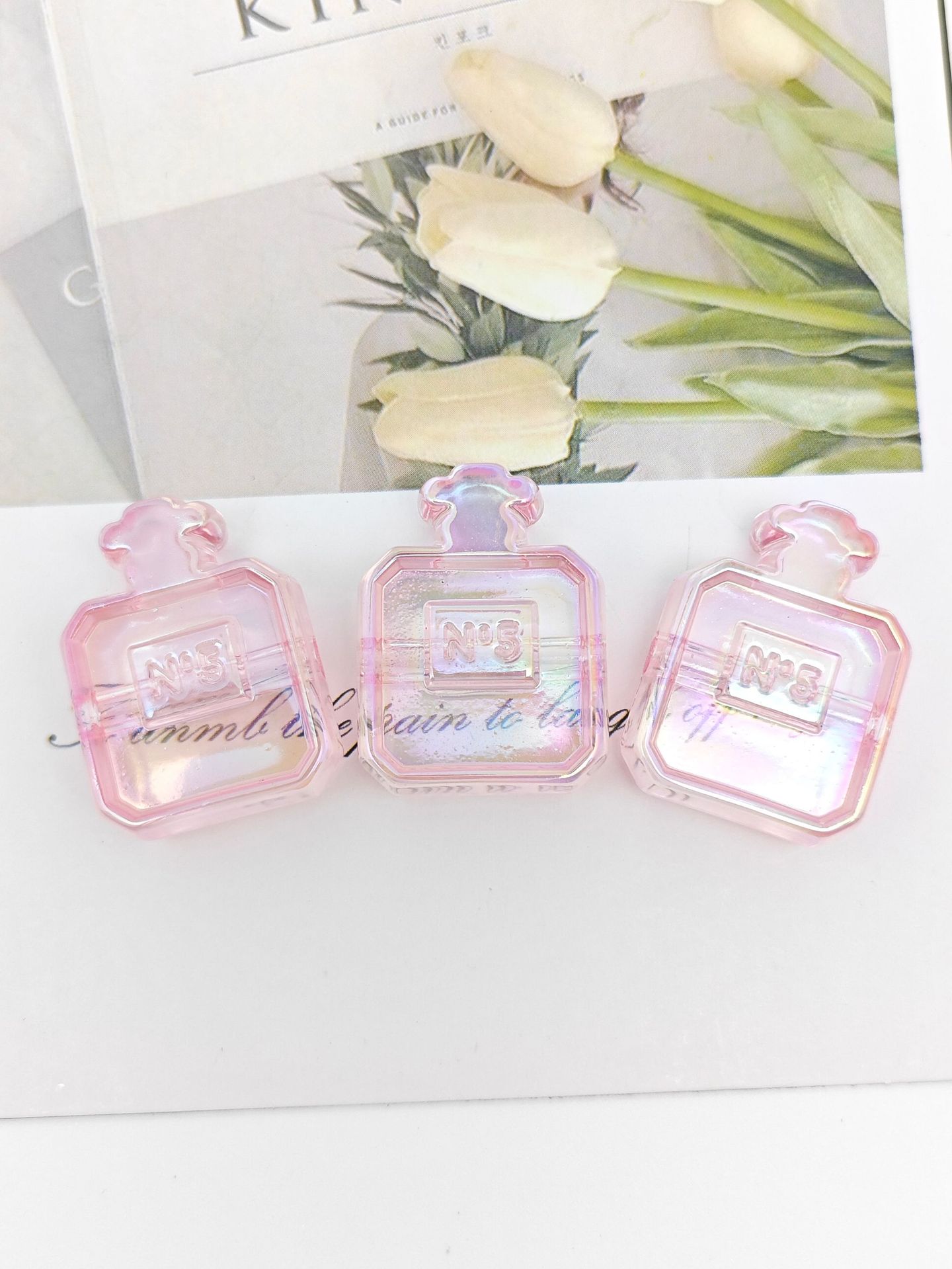 Painted Perfume Bottle Acrylic Beads 29mm Enamel Finish 50pcs 22