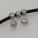 Alloy Ripple Patterned Spacer Beads 7mm Large Hole 1pc 3