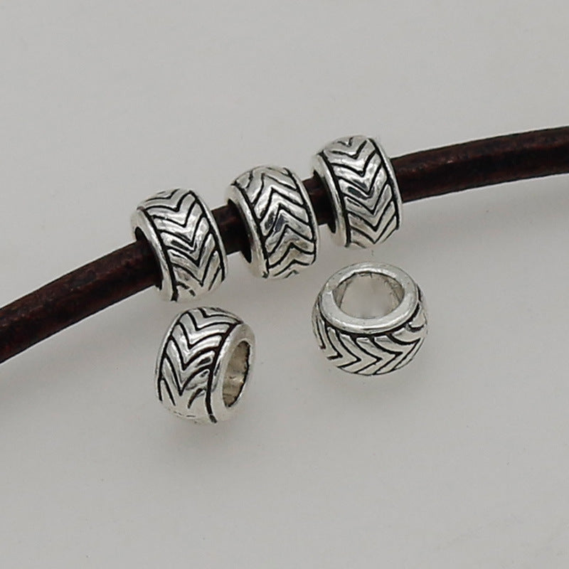 Alloy Ripple Patterned Spacer Beads 7mm Large Hole 1pc 3