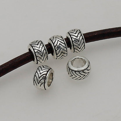 Alloy Ripple Patterned Spacer Beads 7mm Large Hole 1pc 3