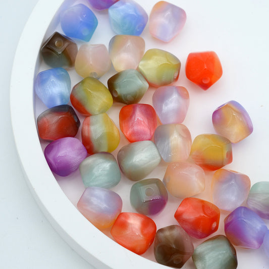 Vintage Irregular Stone Shaped Resin Beads 10mm Multicolor 100pcs