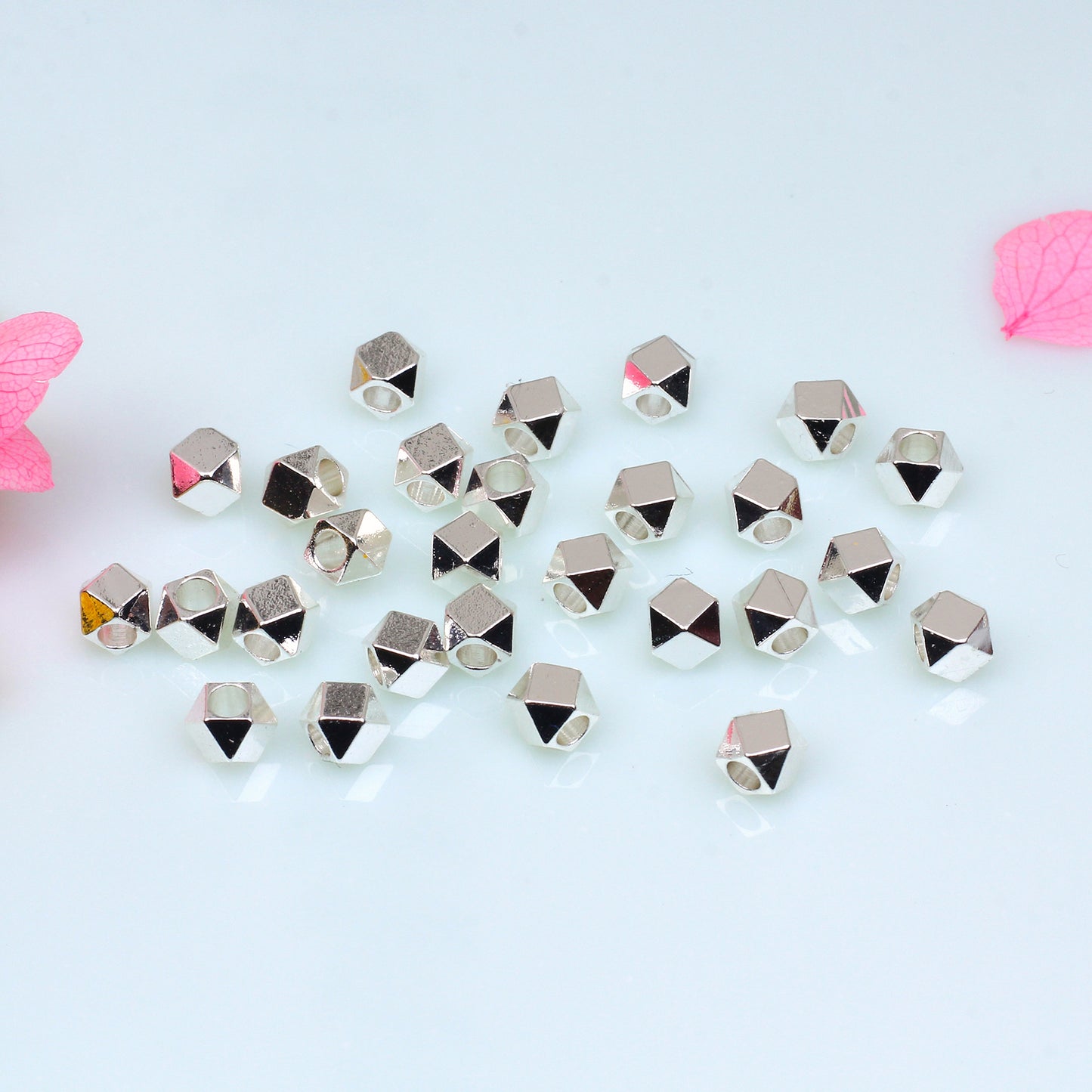 Brass Faceted Hexagon Metal Beads 3mm Gleaming Gold Tone 100pcs 3