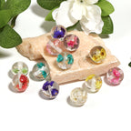 Natural Dried Flower Glitter Powder Resin Beads 16/20mm Mixed Colors 25pcs 4