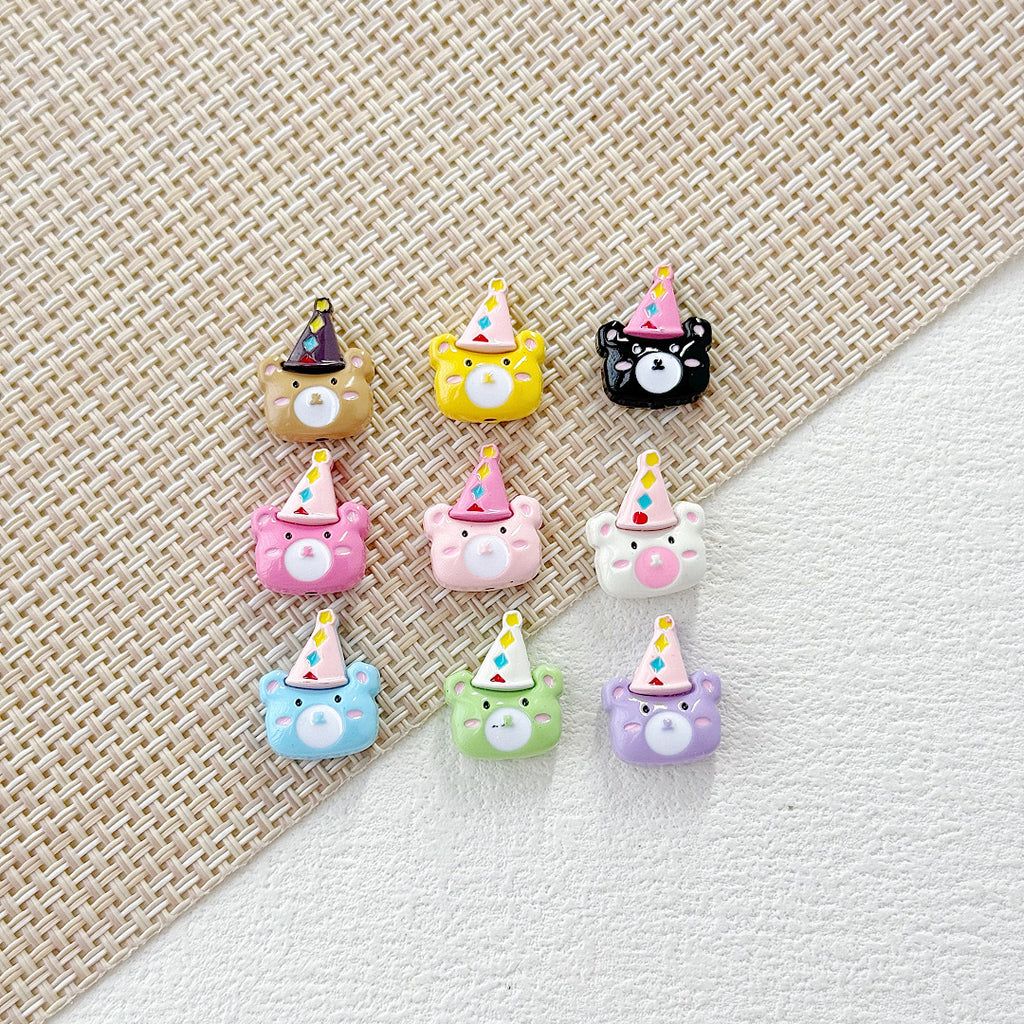 Dolphin and Birthday Bear Metal Beads 15 17mm Painted Alloy 10pcs 22