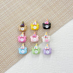 Dolphin and Birthday Bear Metal Beads 15 17mm Painted Alloy 10pcs 22