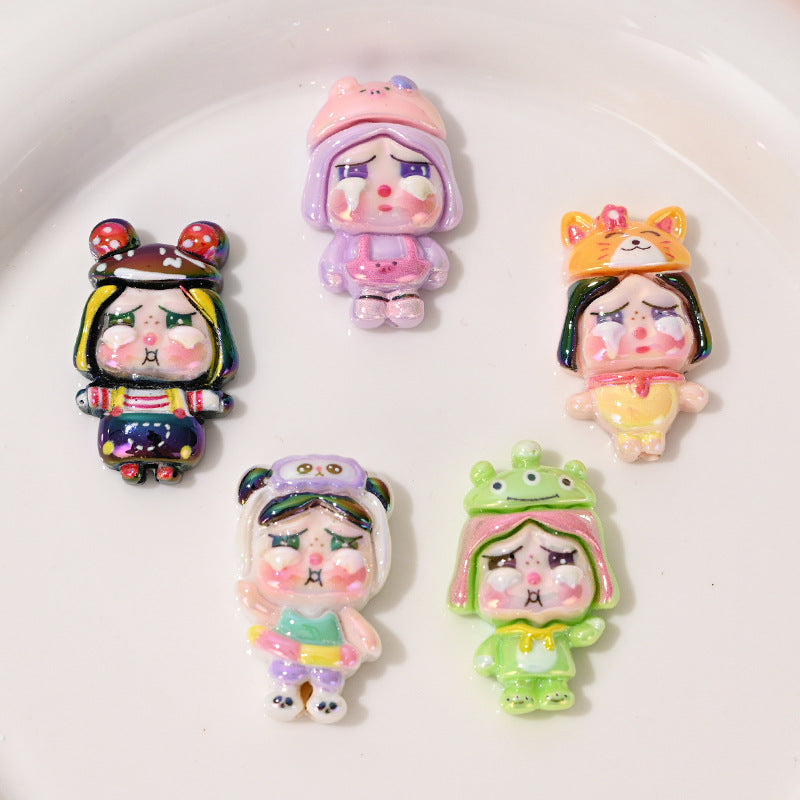 UV Plating Costume Resin Beads 30mm Crybaby Characters 10pcs 4