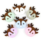 Silicone Focal Beads Deer Face Antlers Mint Green Pink Light Blue 20pcs