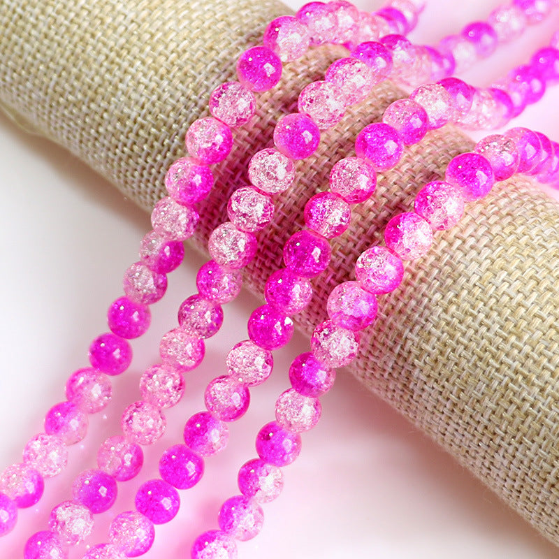 Crackle Round Glass Beads 10mm Vibrant Fractured Texture 2Strands 9