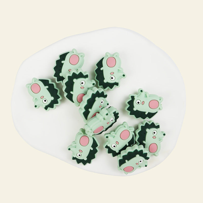 Silicone Focal Beads Hedgehog Colorful Side Profile 20pcs 9