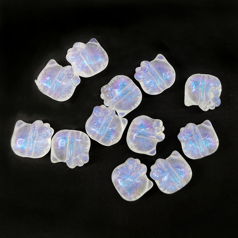Transparent Aurora Laser Acrylic Beads Iridescent Mixed Shapes 2pcs 39