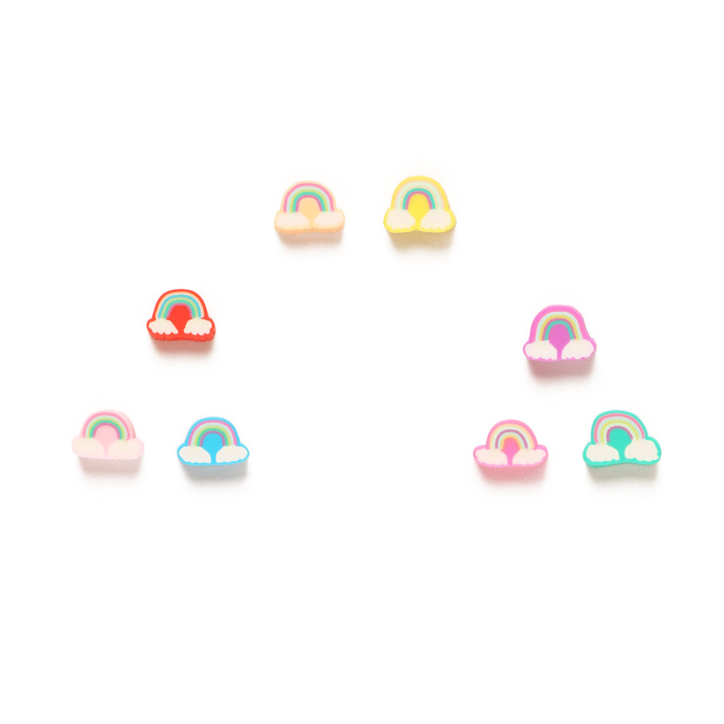 Rainbow Flat Clay Beads 10mm Playful Arch Clouds 100pcs 5