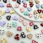 Heart Metal Beads 12mm Baking Painted Puzzle Pattern Enamel 10pcs 3