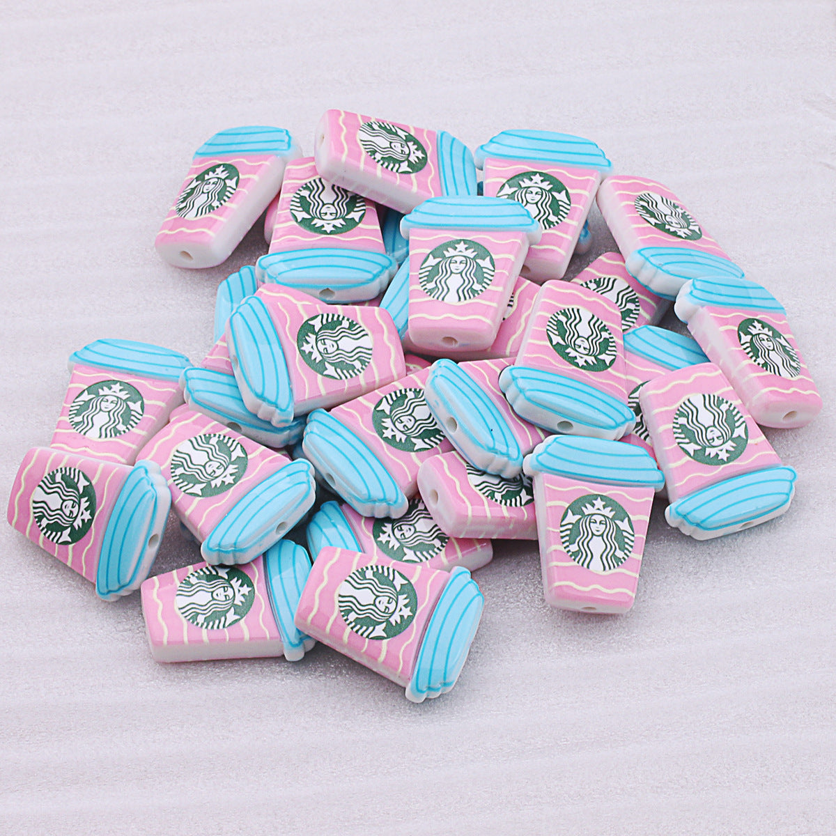 Starbuc Cup Acrylic Beads 25-30mm Pastel Mixed 50pcs 9