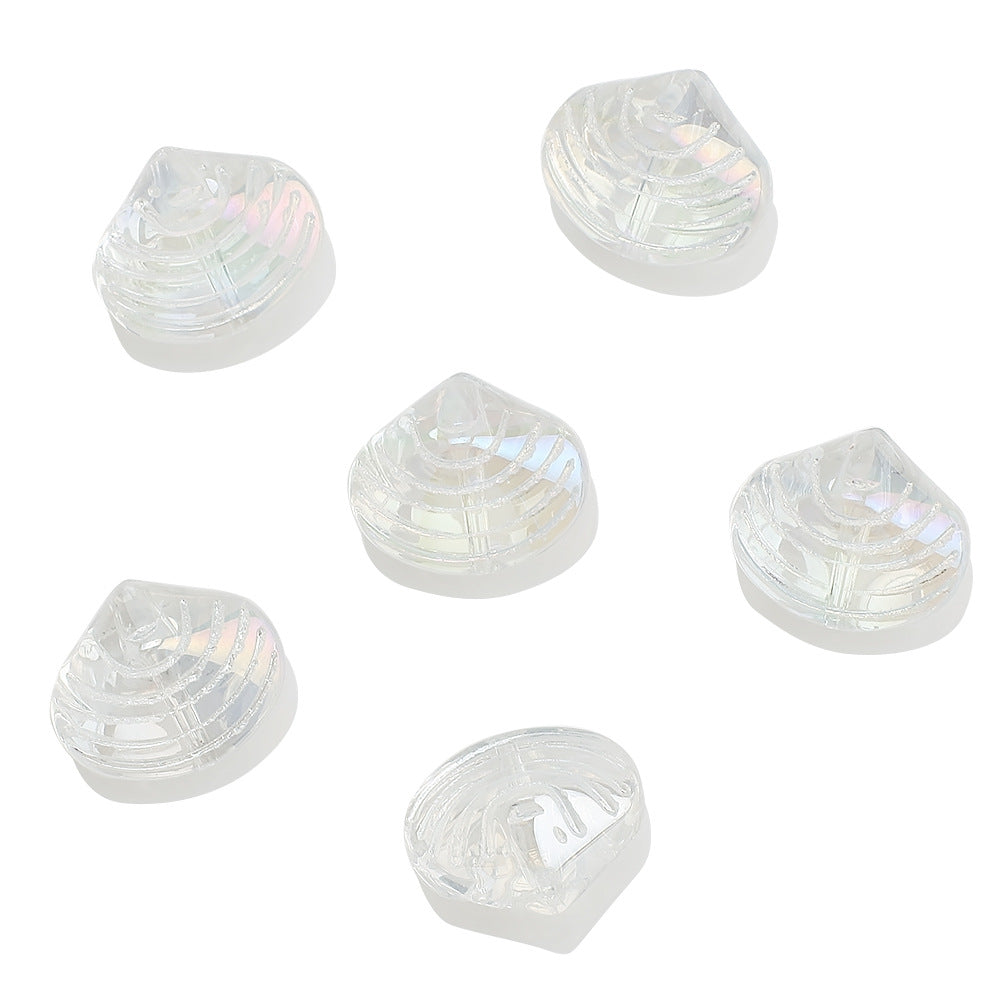 Electroplated Spiral Shell Glass Beads 14mm Iridescent Colors 30pcs 6