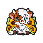 Silicone Focal Beads Highland Cow Holding Sunflower Daisy 4