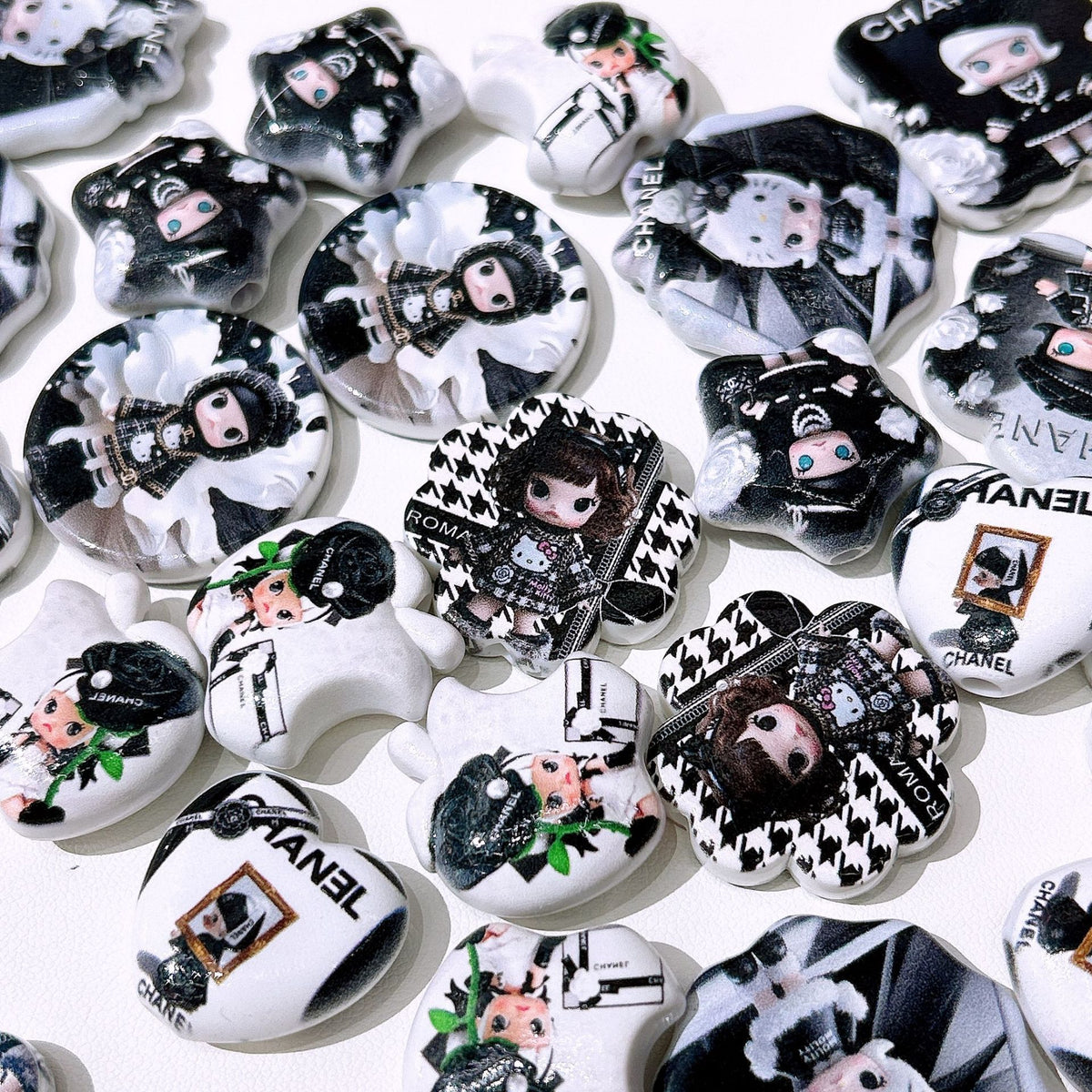 Mixed Shape Acrylic Beads Black Moly 50pcs 4