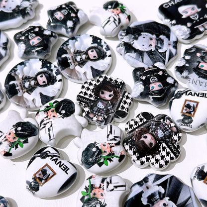 Mixed Shape Acrylic Beads Black Moly 50pcs 4