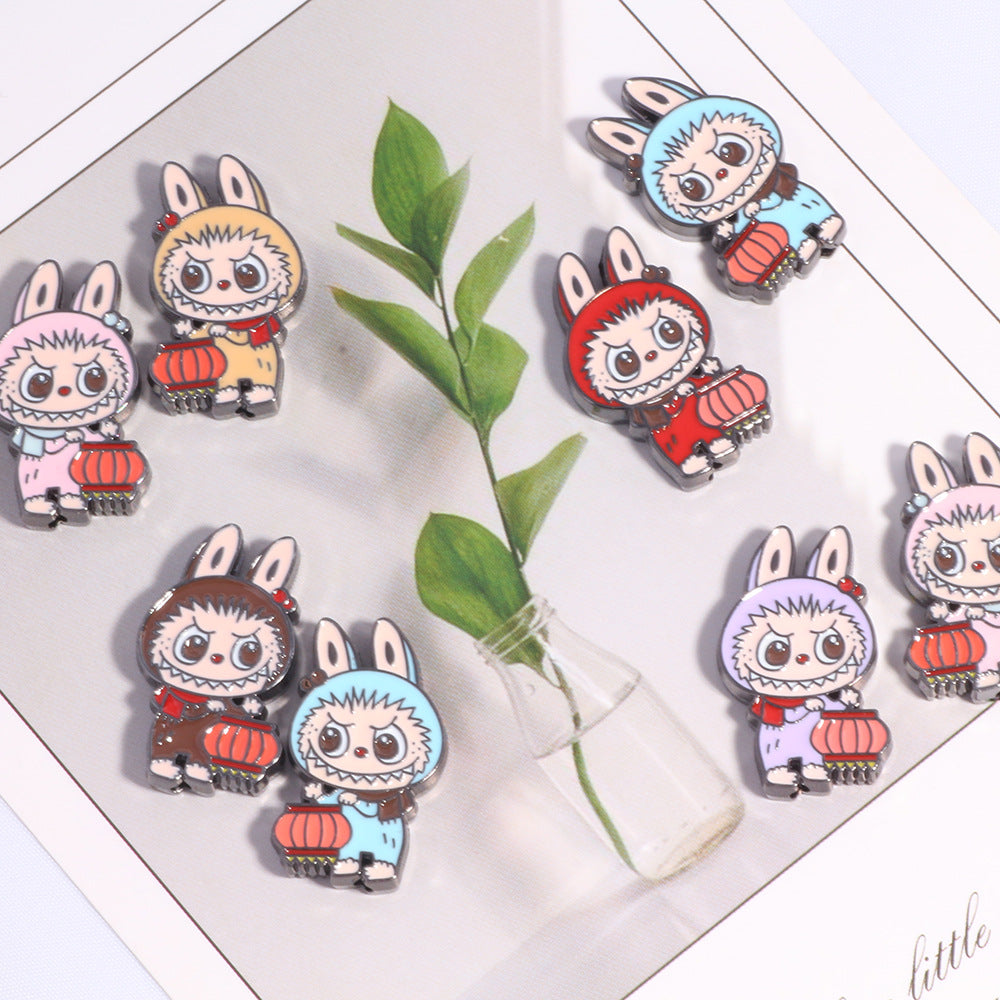 Lantern Metal Beads 24mm Colorful Enamel Bunny Holding 10pcs 2