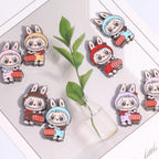 Lantern Metal Beads 24mm Colorful Enamel Bunny Holding 10pcs 2
