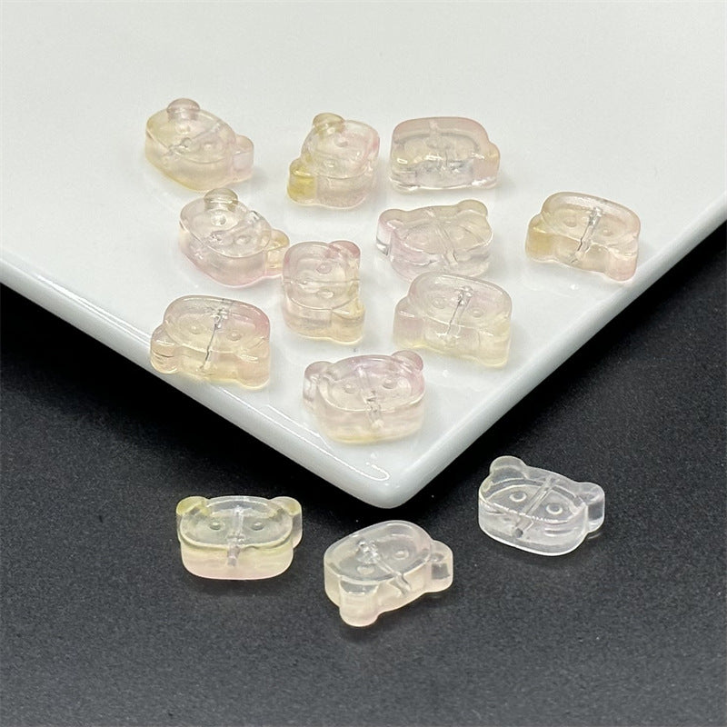 Bear Shape Transparent Glass Beads 14mm Colorful Mix 100pcs 14