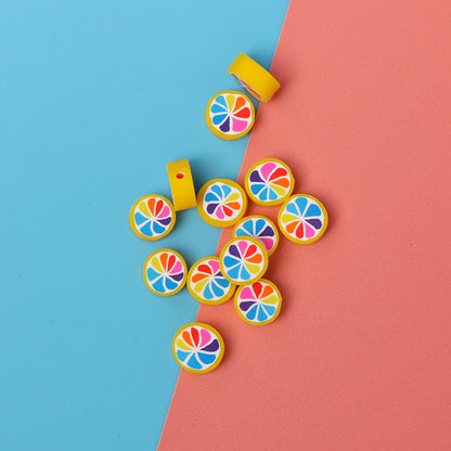 Flat Clay Beads 9mm Colorful Orange Slice Polymer 100pcs 3