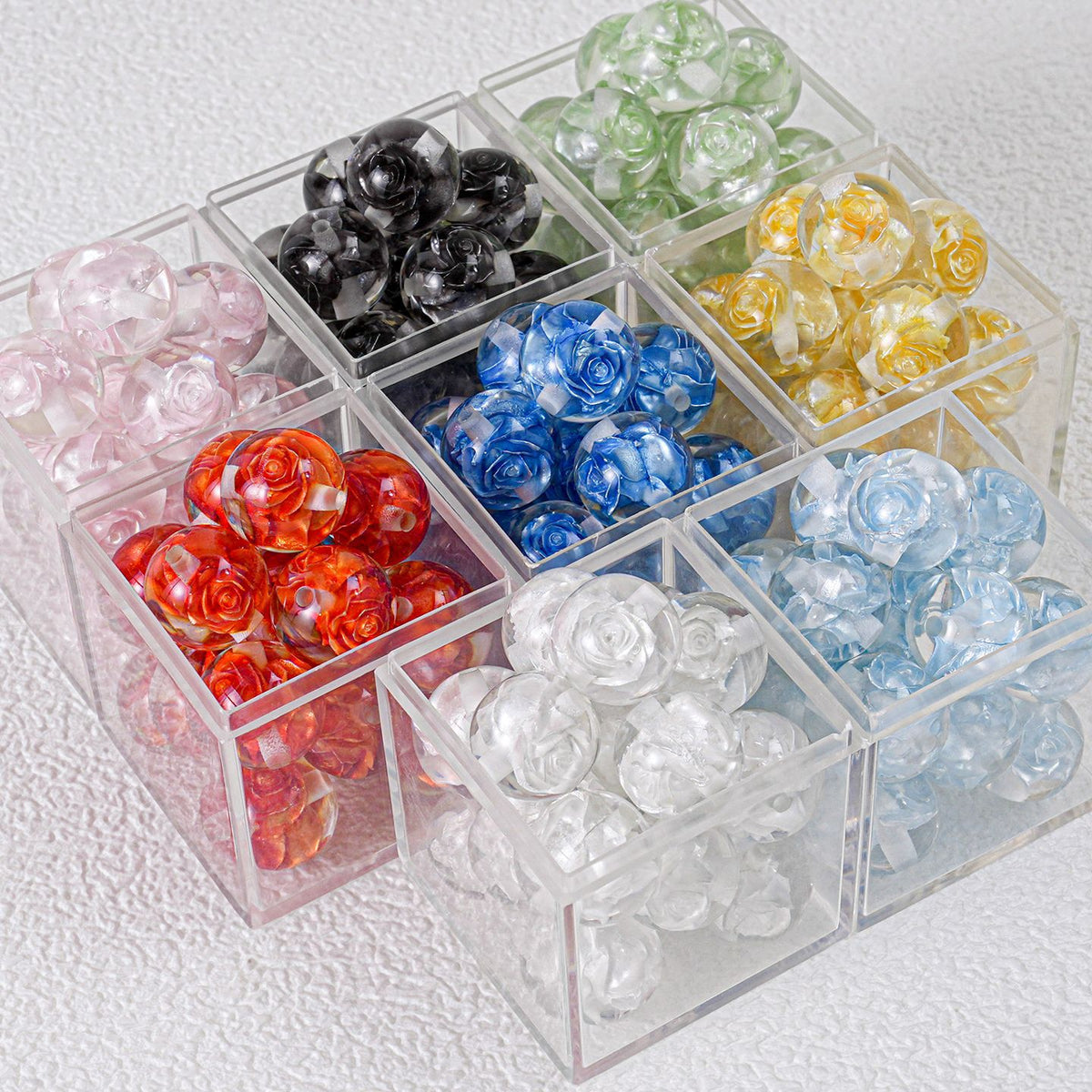 Blooming Flower Resin Beads 16mm Round Colorful 20pcs
