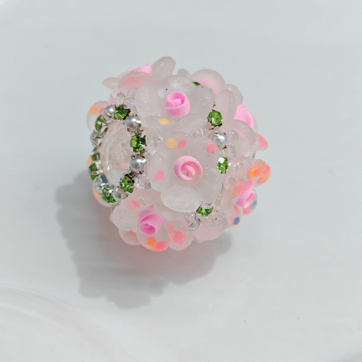 Embellished Bubblegum Beads 18mm Matte Confetti Floral 4pcs 5