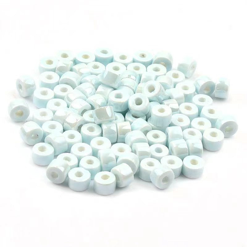 Cylindrical Ceramic Beads 6mm Glossy Rainbow Spacer 10pcs 11