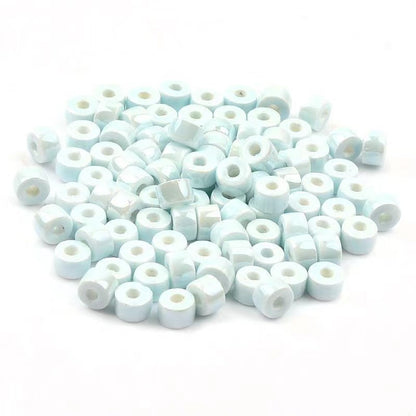 Cylindrical Ceramic Beads 6mm Glossy Rainbow Spacer 10pcs 11