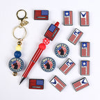 Silicone Focal Beads Careers American Flag Veteran Emblem 20pcs 2