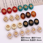 Transparent Vintage Gilded Engraved Oval Acrylic Beads 11x14mm 20pcs 2