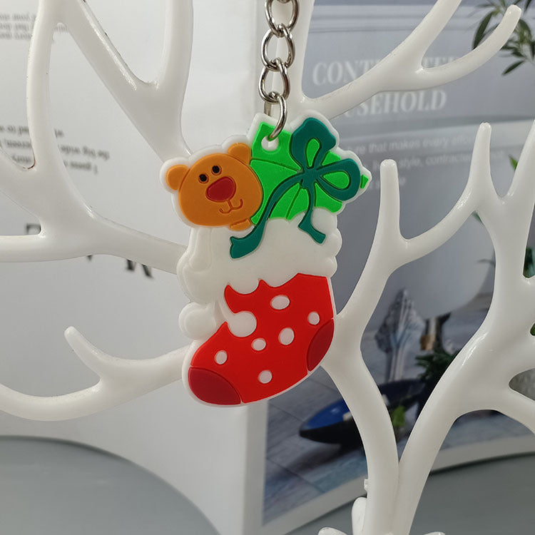 Cartoon Christmas Silicone Keychain Santa Claus Holiday Characters 4