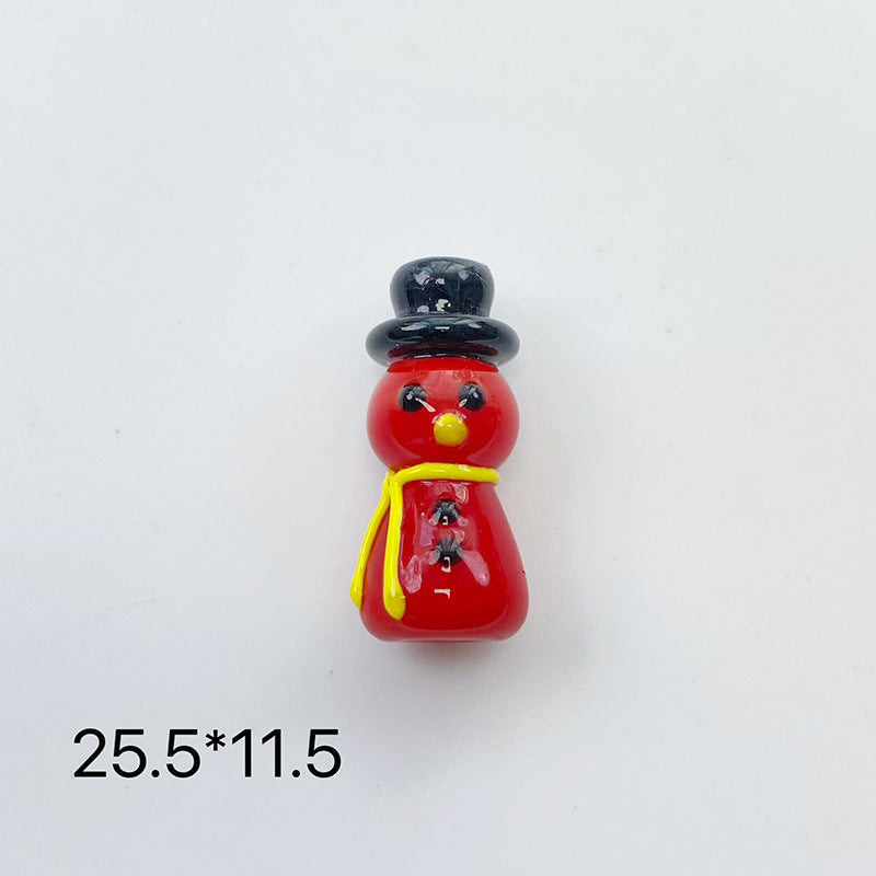 Hand Painted 3D Christmas Lampwork Glass Beads Snowman Santa Motifs 1pc 3