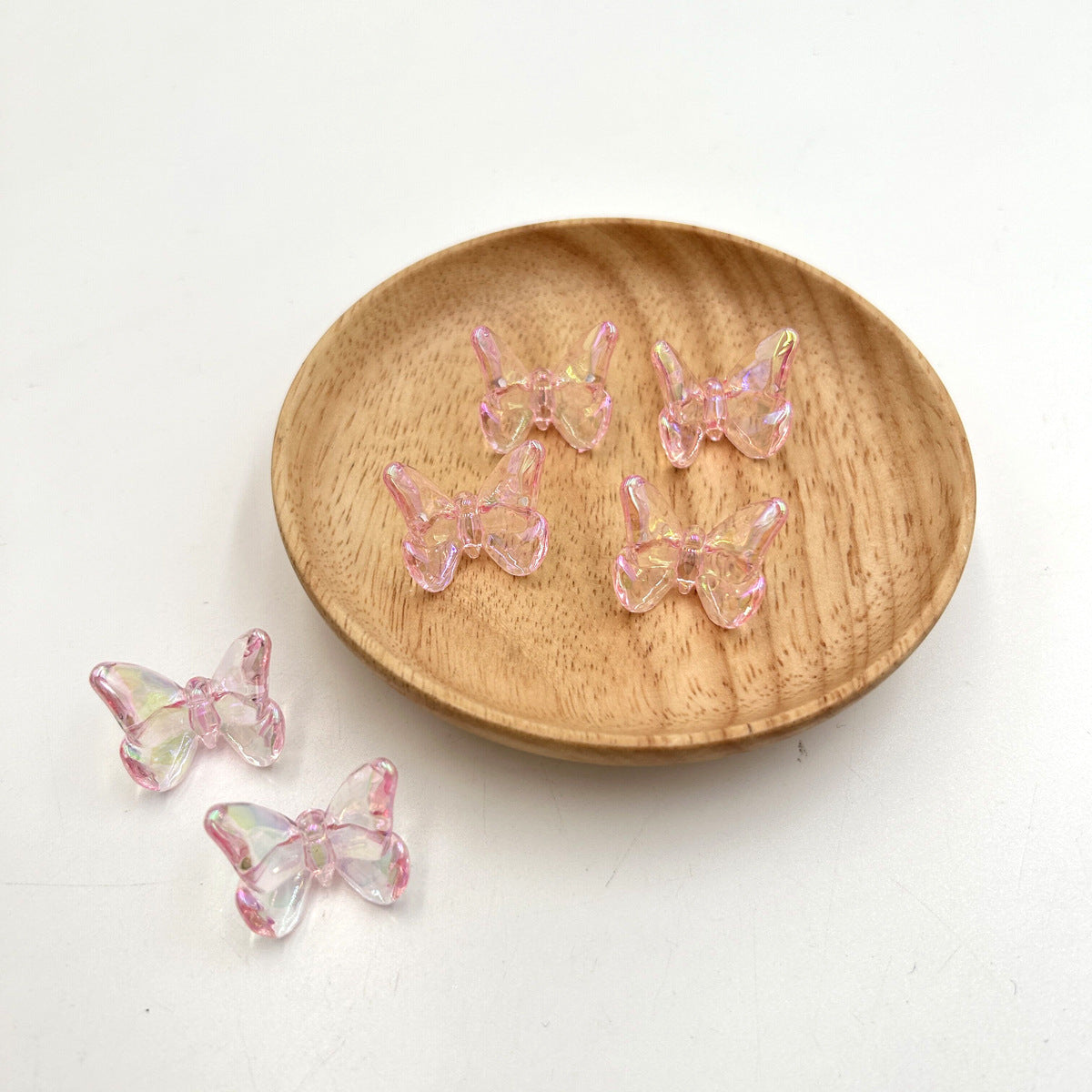 Transparent Butterfly Acrylic Beads 23x21mm UV Plating 5pcs 3